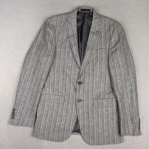 M151 Men's Blazer Size Small Gray Striped Linen Blend 2-Button Sport Coat